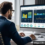 Home 20 CFP 시험과 최신 금융 기술 트렌드 - A modern French financial advisor in a sleek office setting using multiple digital tools: a high-res...