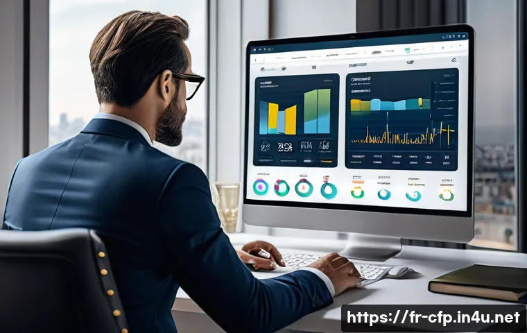 CFP 시험과 최신 금융 기술 트렌드 - A modern French financial advisor in a sleek office setting using multiple digital tools: a high-res...