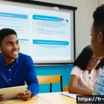 Home 18 CFP 자격증을 활용한 사회공헌 활동 - A professional financial advisor, wearing business casual attire, is leading an interactive financia...